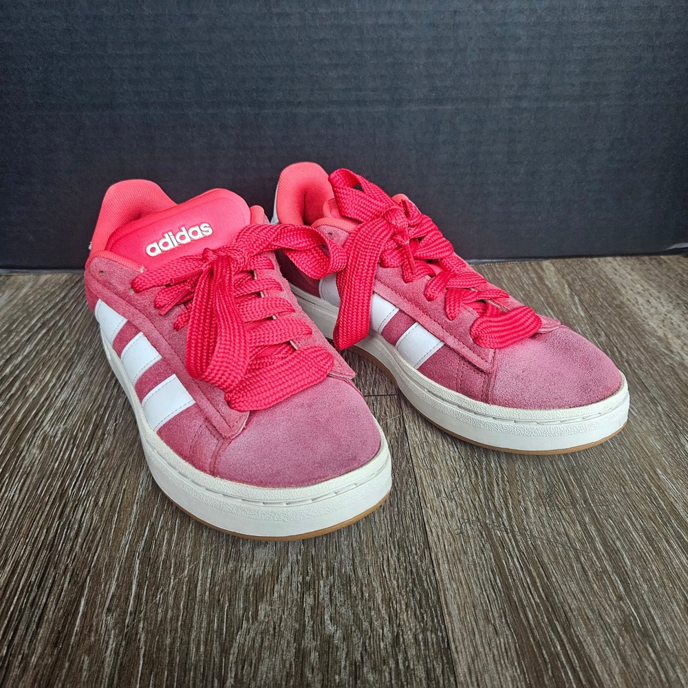 Adidas Grand Court JR3142 Cloudfoam Comfort Red Suede Lace Up Sneakers Women 8